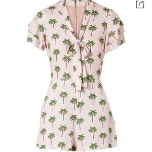 ALICE + OLIVIA Macall Palm Tree Pink White Romper